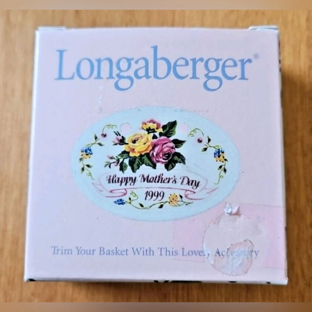 Longaberger 1999‎ Mother's Day Tie-On Ceramic Tag, Dated 1999 - NIB